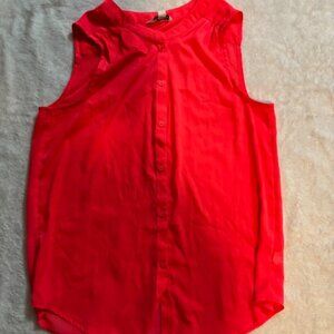 American Eagle Outfitters Small Petite Women's Sleeveless Hot Pink Button Blouse